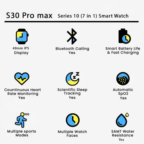 S30 Pro max Series 10 (7 in 1) Smart Watch